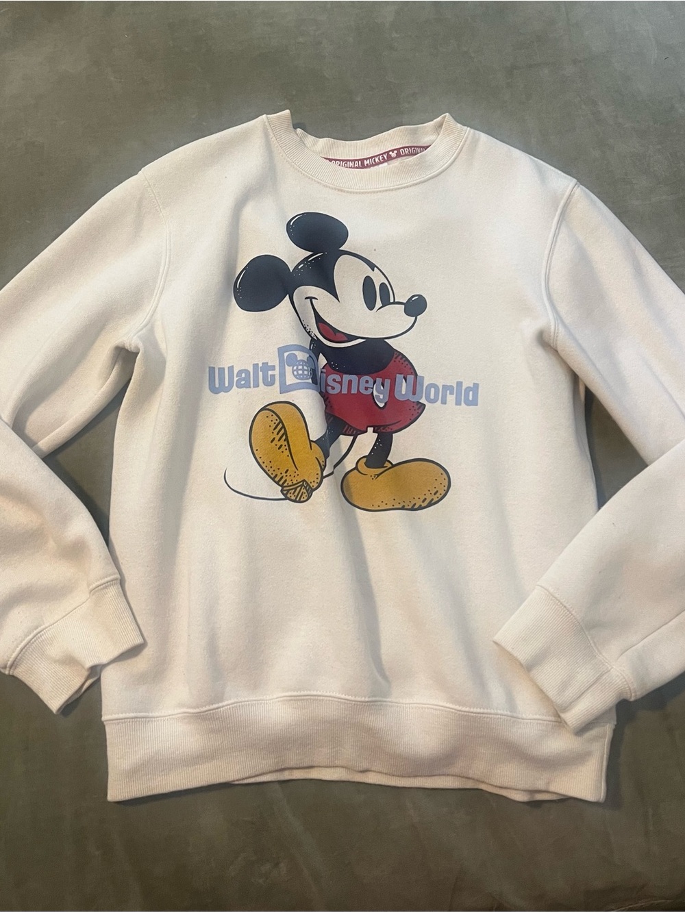 Women’s XS Original Walt Disney World Mickey Mouse Cream Graphic Sweatshirt